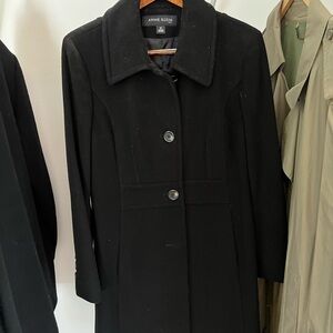 Anne Klein Black Trench Coat Classic Style